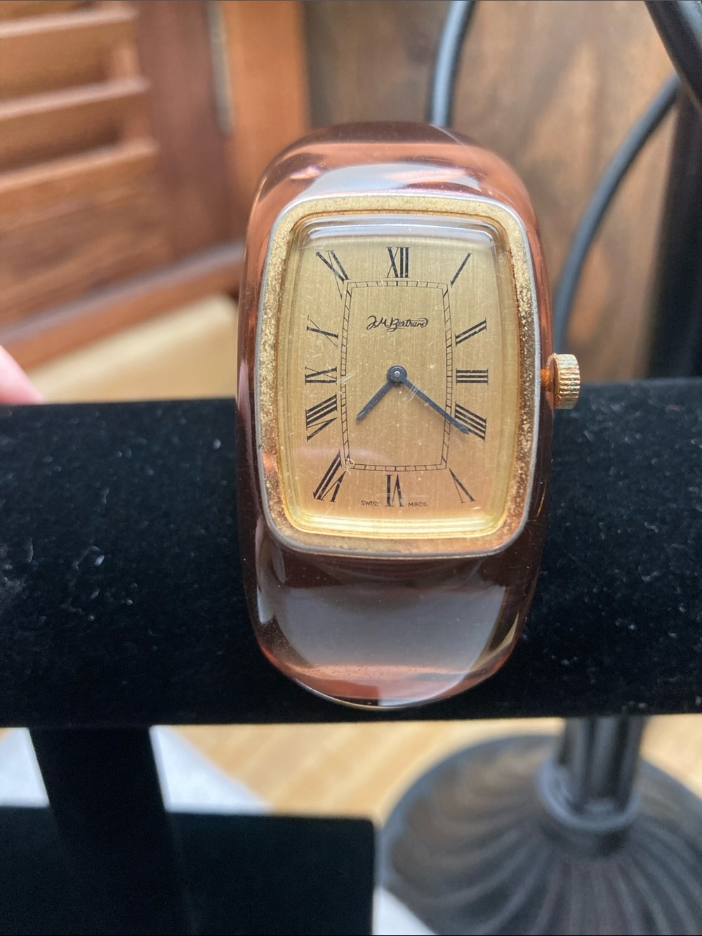 Gold-Tone Dial Persimmon color Resin Clamp Watch by JH Bertrand
